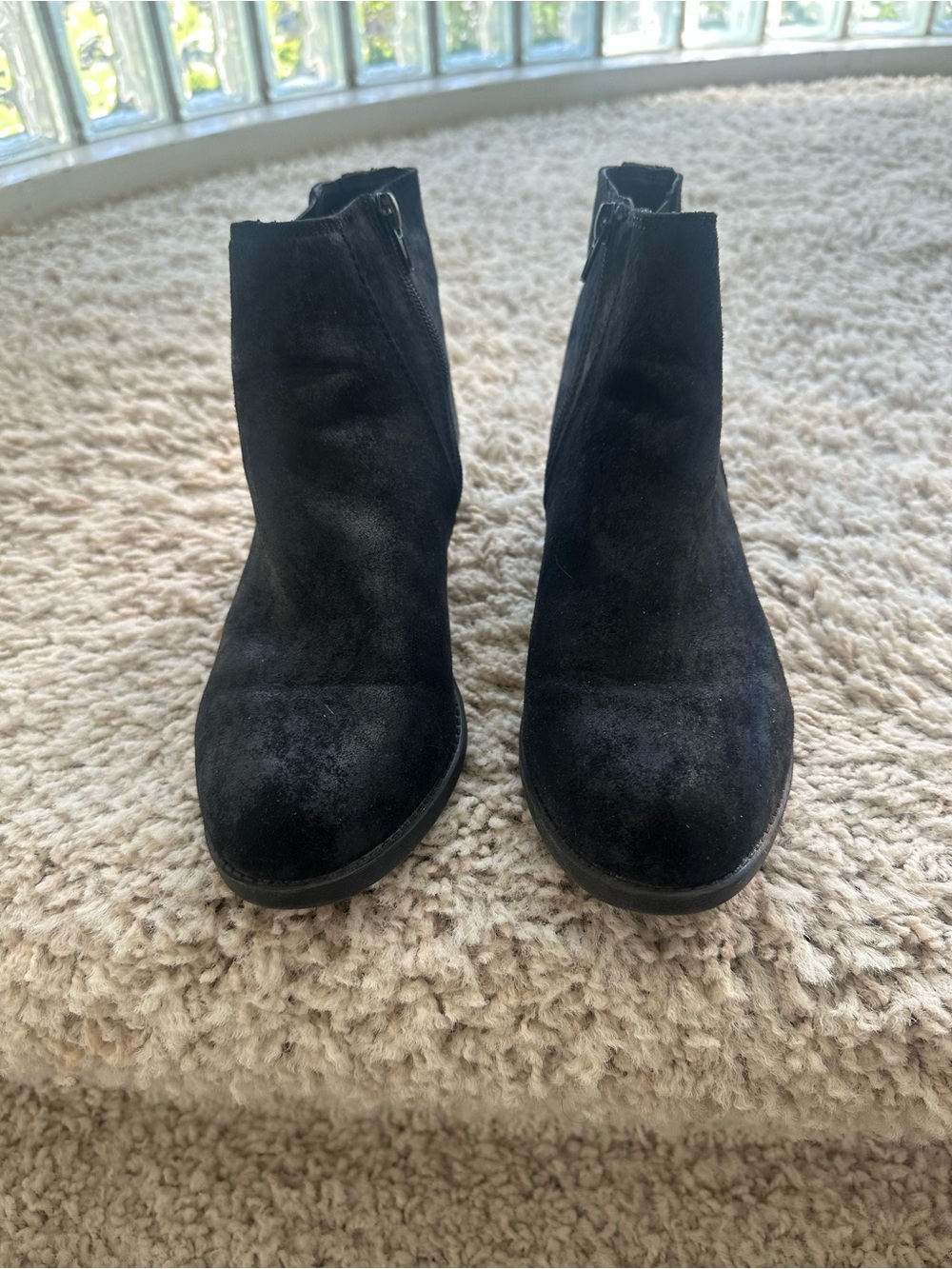 Carlos Santana Black Suede Ankle Booties with Side Zip - Picture 1 of 6